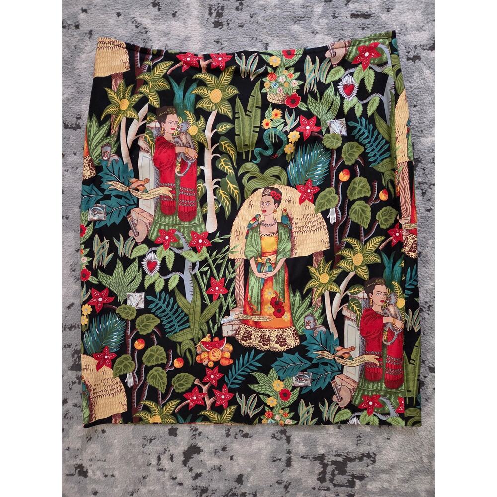 NWT Marianna Deri XXL Midi Pencil Skirt -Frida Kahlo Jungle Art Print German Fun